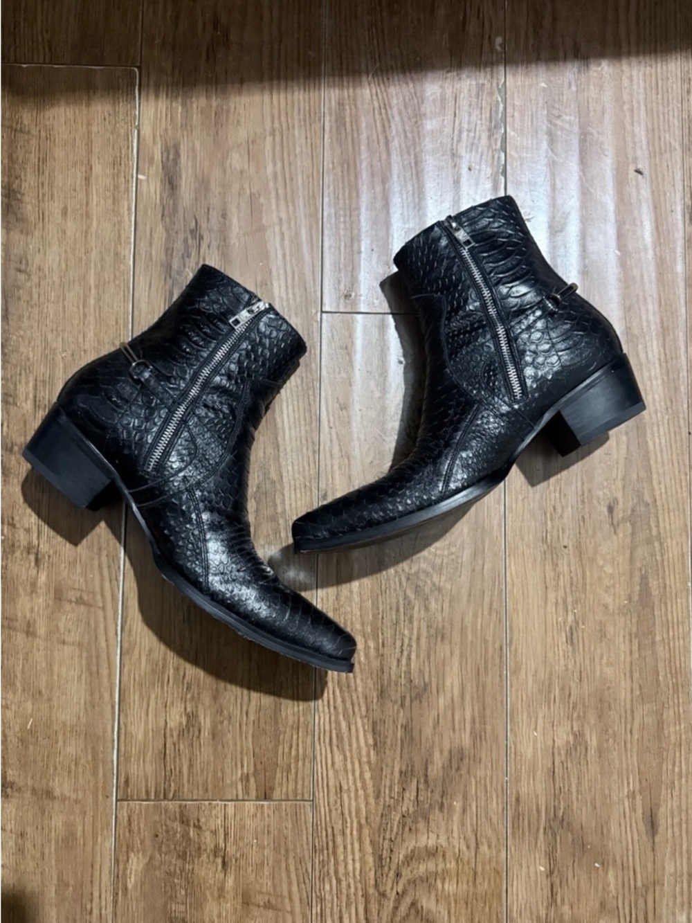 Celine Black Textured Leather Ankle Boots